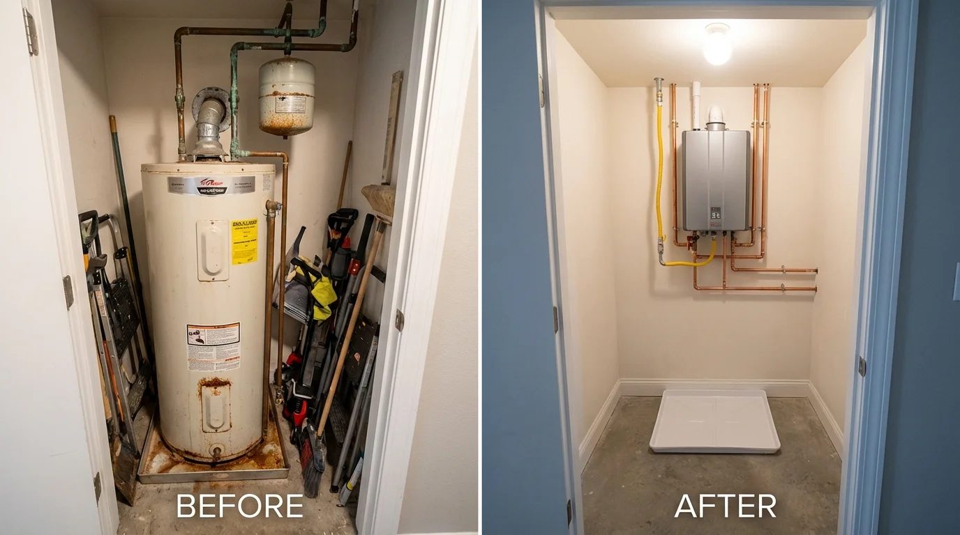 Tank water heater versus wall-mounted tankless unit comparison for Dayton, TX homeowners